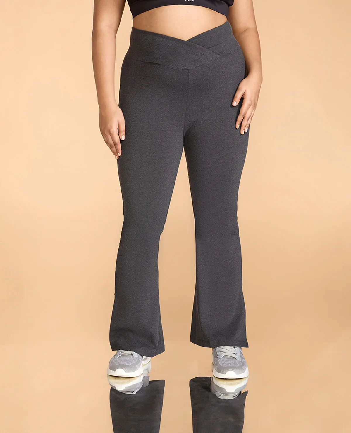 Criss-Cross Cotton Flare Pants