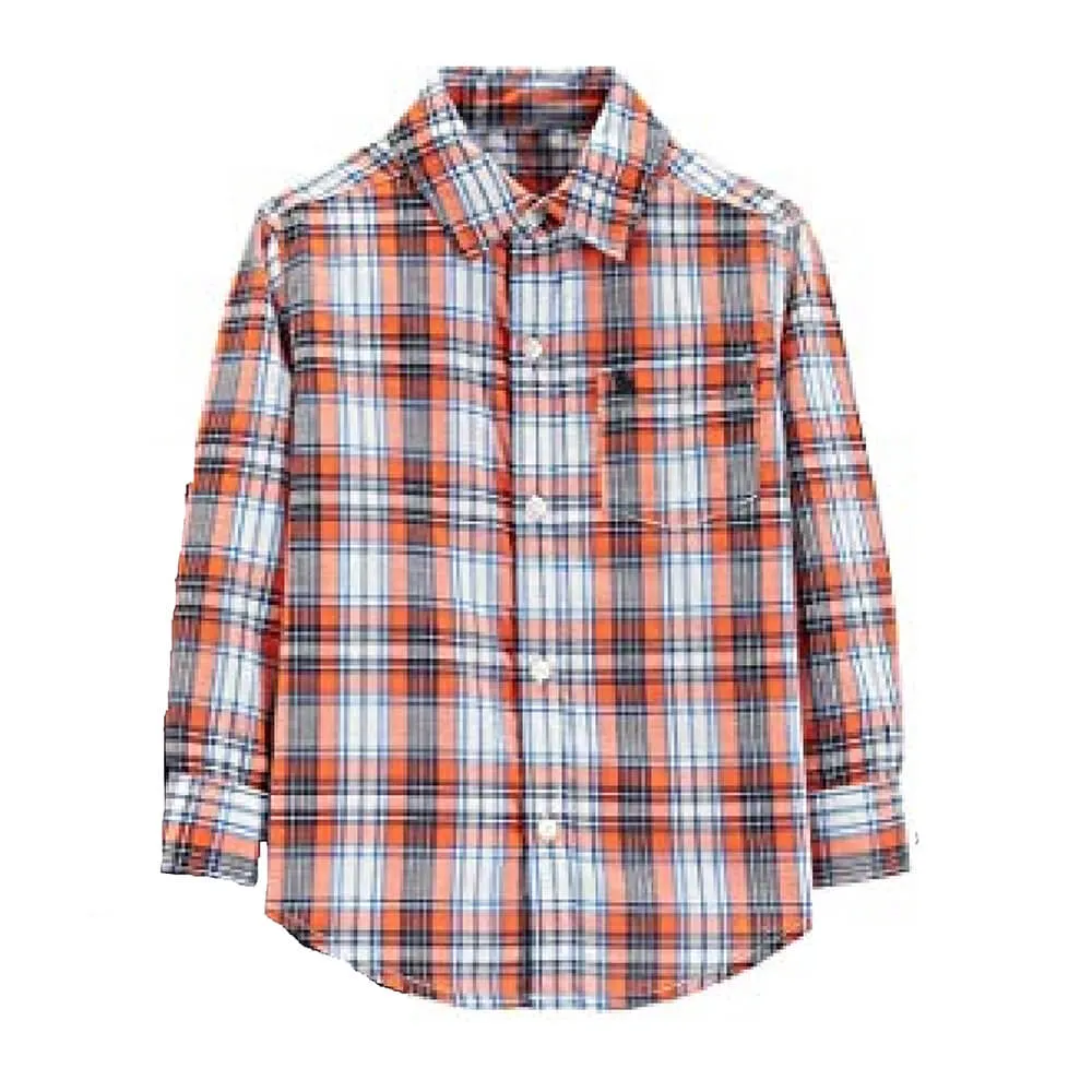 CRT Casual Orange and Blue Check Shirt 1048