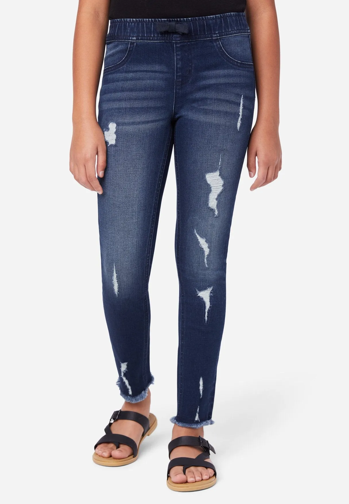 Destructed Pull-On Jean Leggings