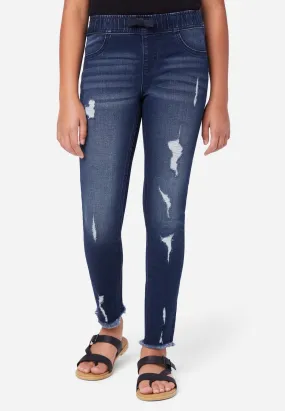 Destructed Pull-On Jean Leggings