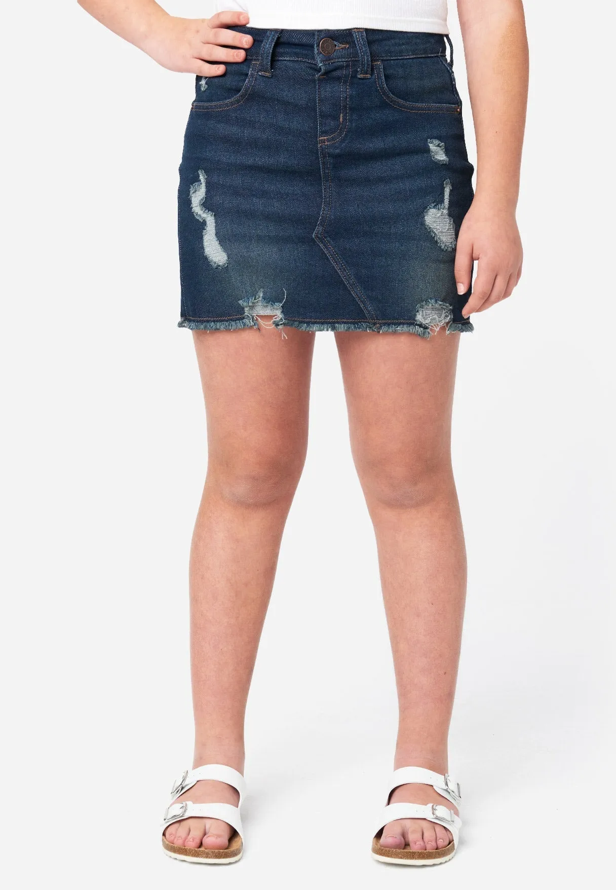 Distressed Mini Denim Skirt