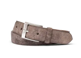 Distressed Suede Belt with Antique Silver Buckle