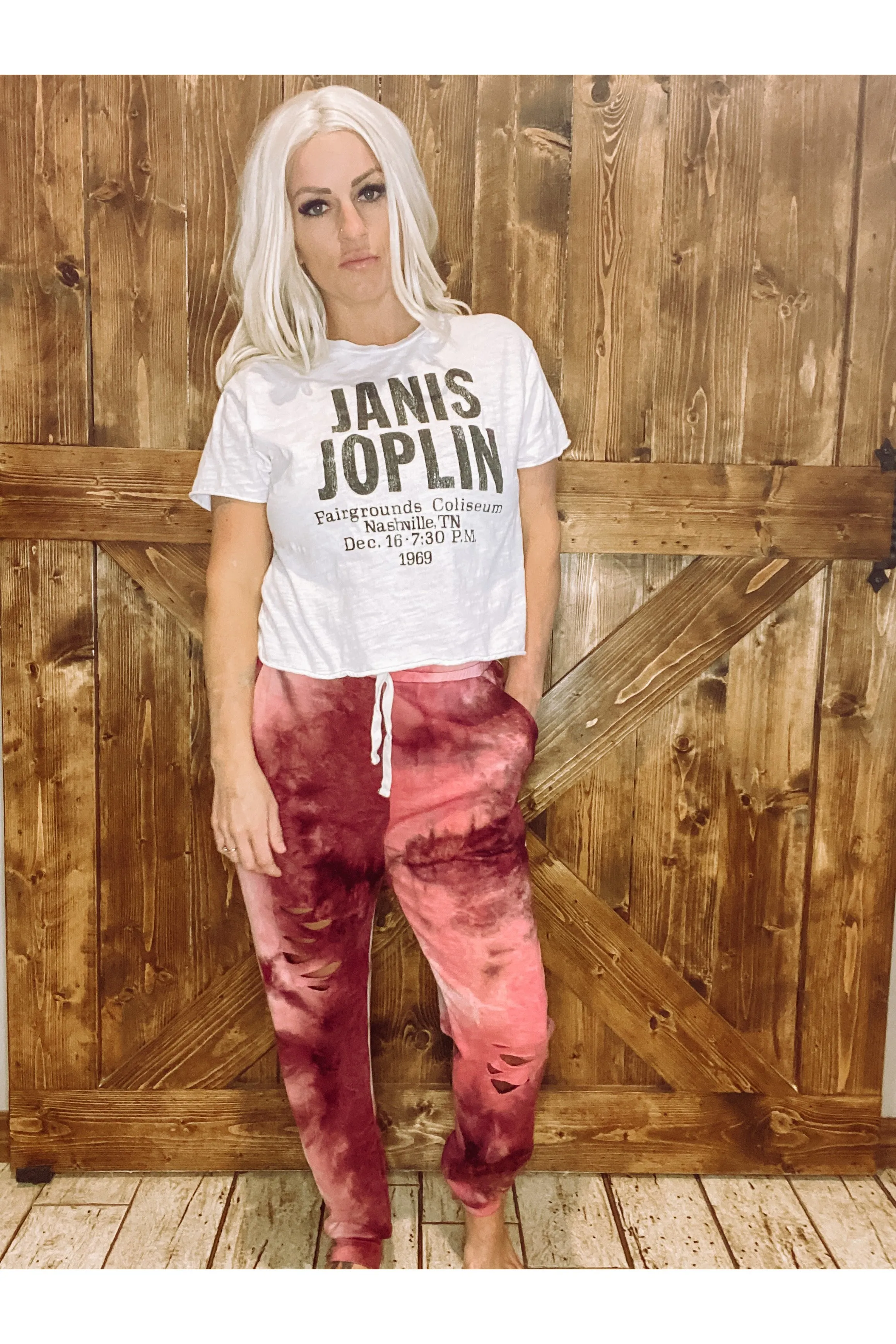 Distressed tie dye jogger