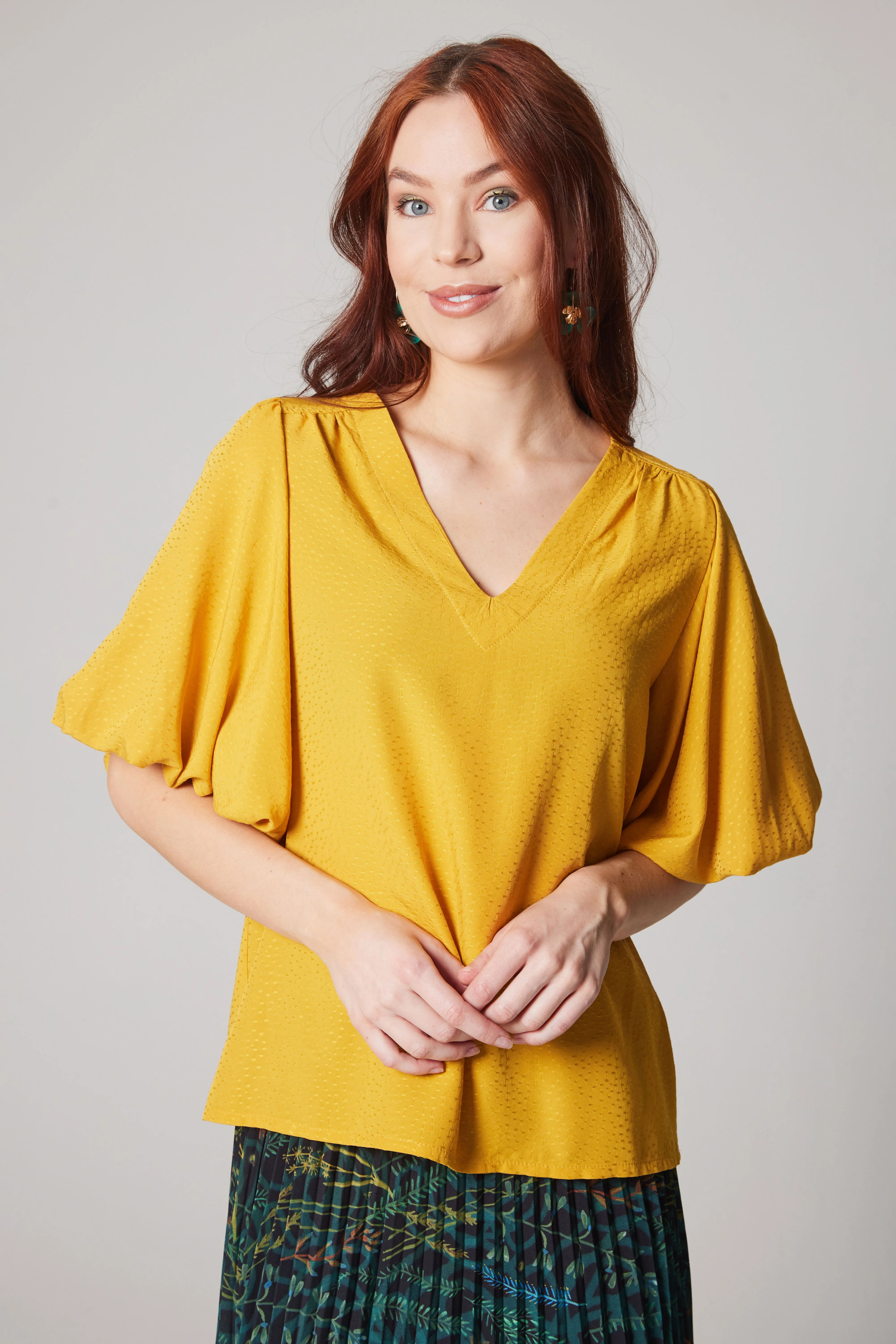 Dot Pattern Blouse - Yellow