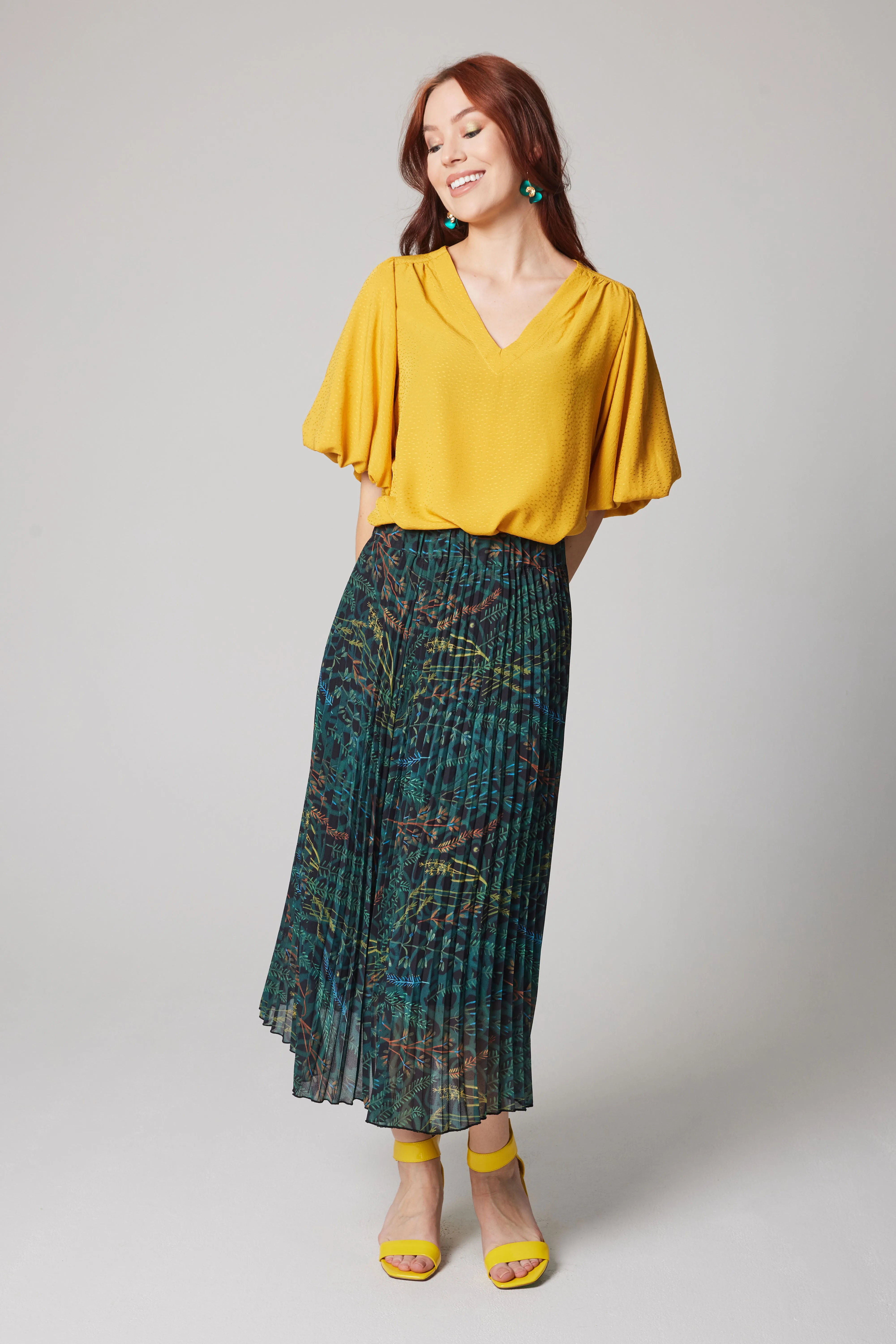 Dot Pattern Blouse - Yellow