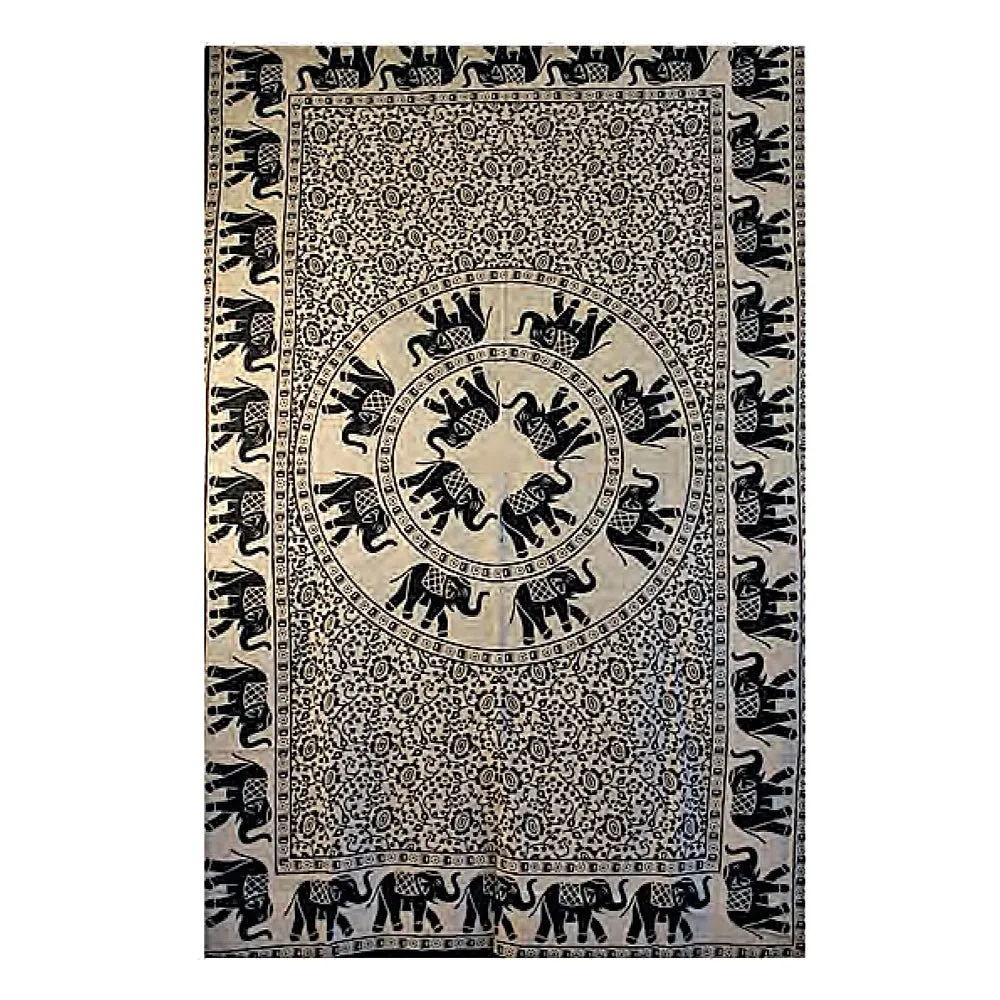 Elephants Roaming Cotton Tapestry