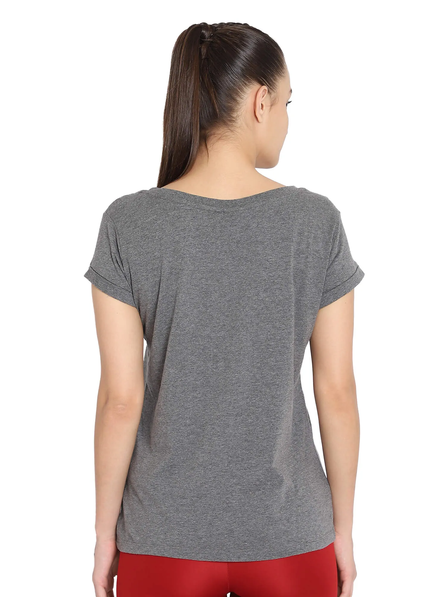 Elviria Women Cotton Grey T-Shirt