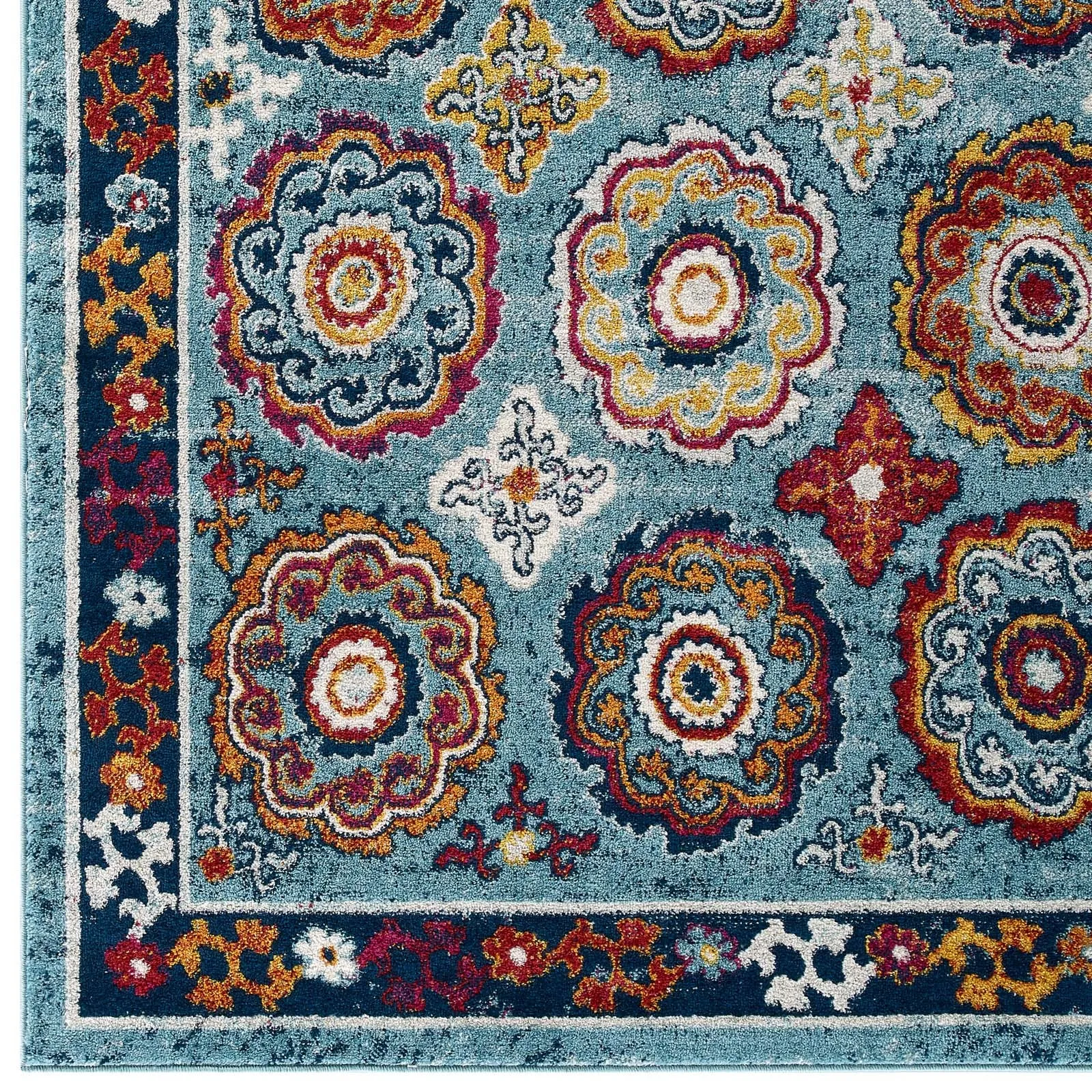 Entourage Odile Distressed Floral Moroccan Trellis Area Rug