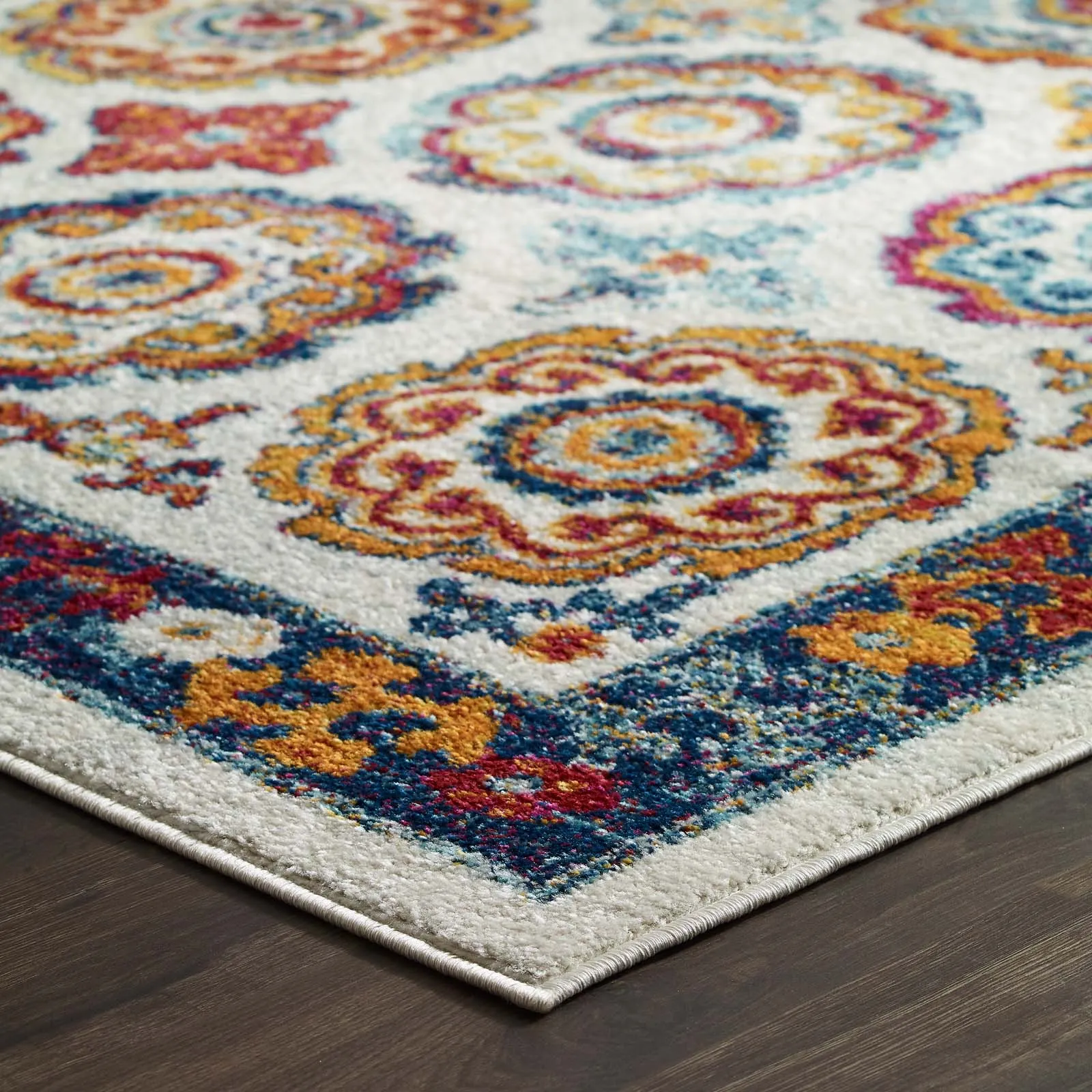 Entourage Odile Distressed Floral Moroccan Trellis Area Rug