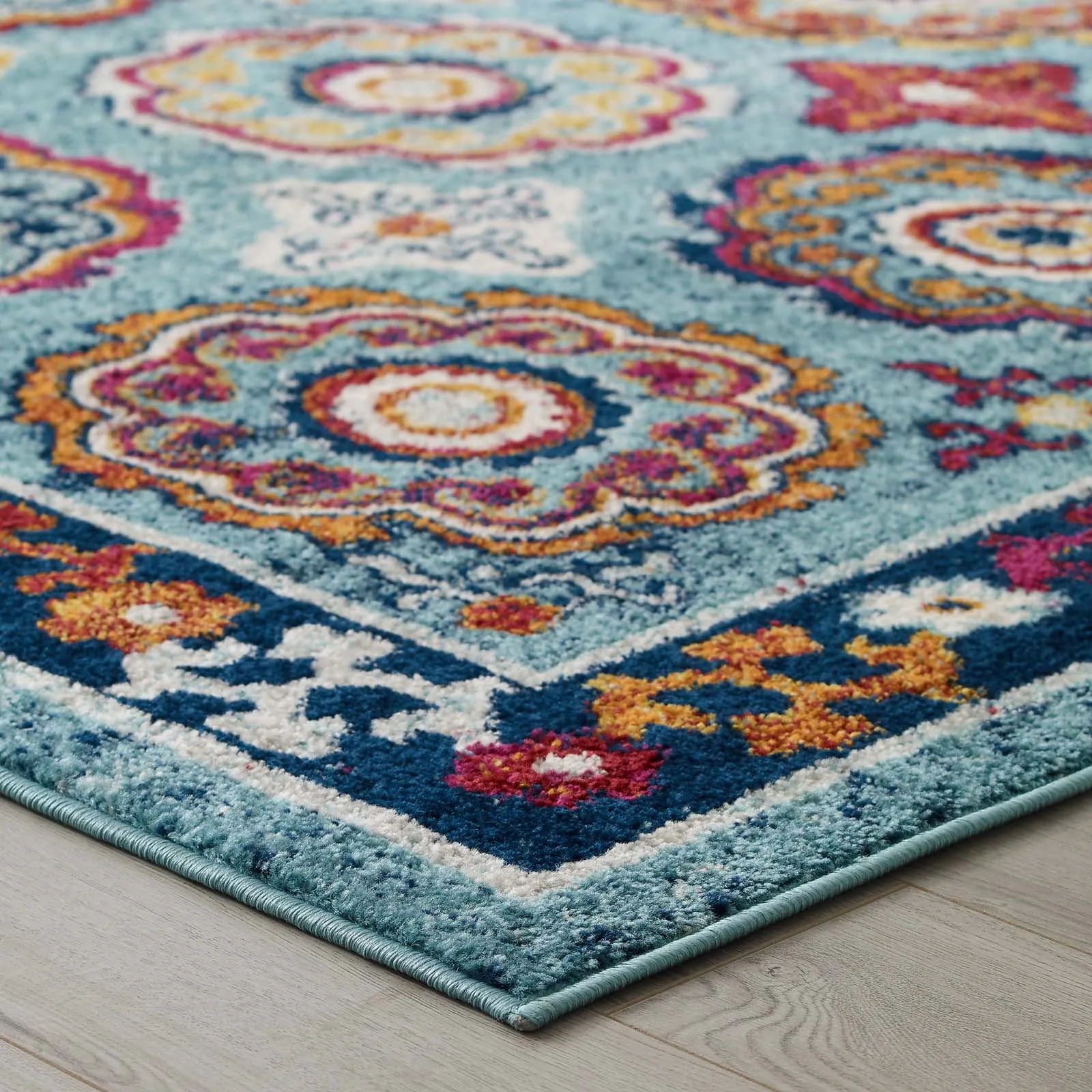 Entourage Odile Distressed Floral Moroccan Trellis Area Rug