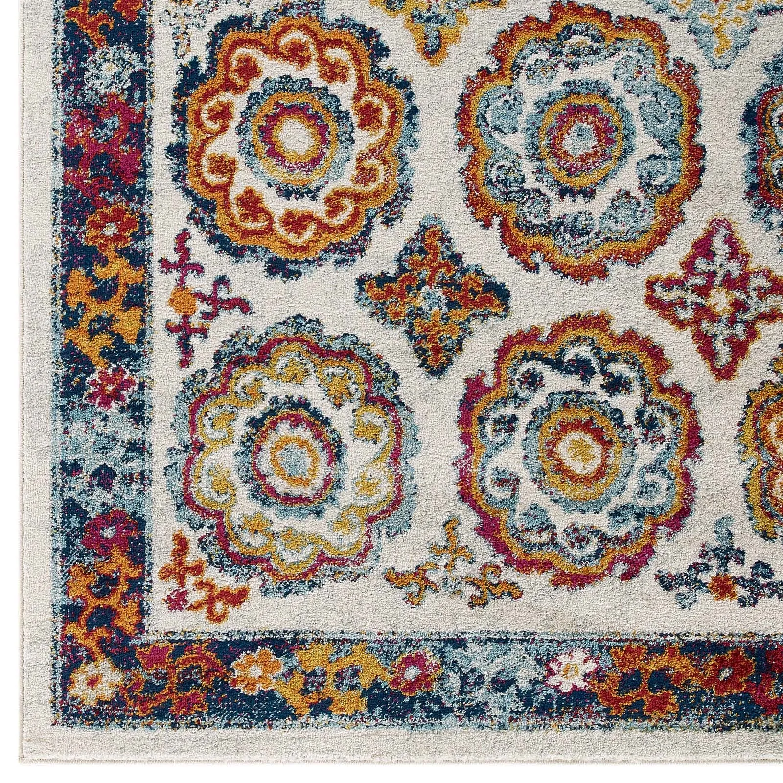 Entourage Odile Distressed Floral Moroccan Trellis Area Rug