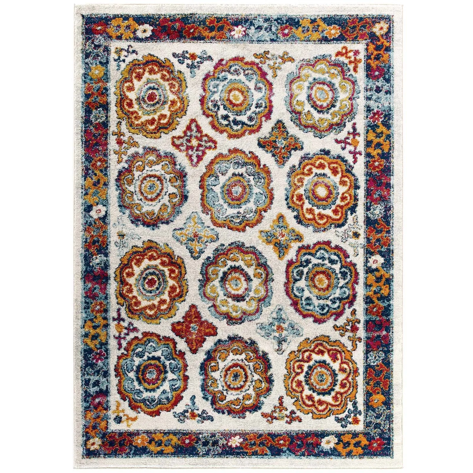 Entourage Odile Distressed Floral Moroccan Trellis Area Rug