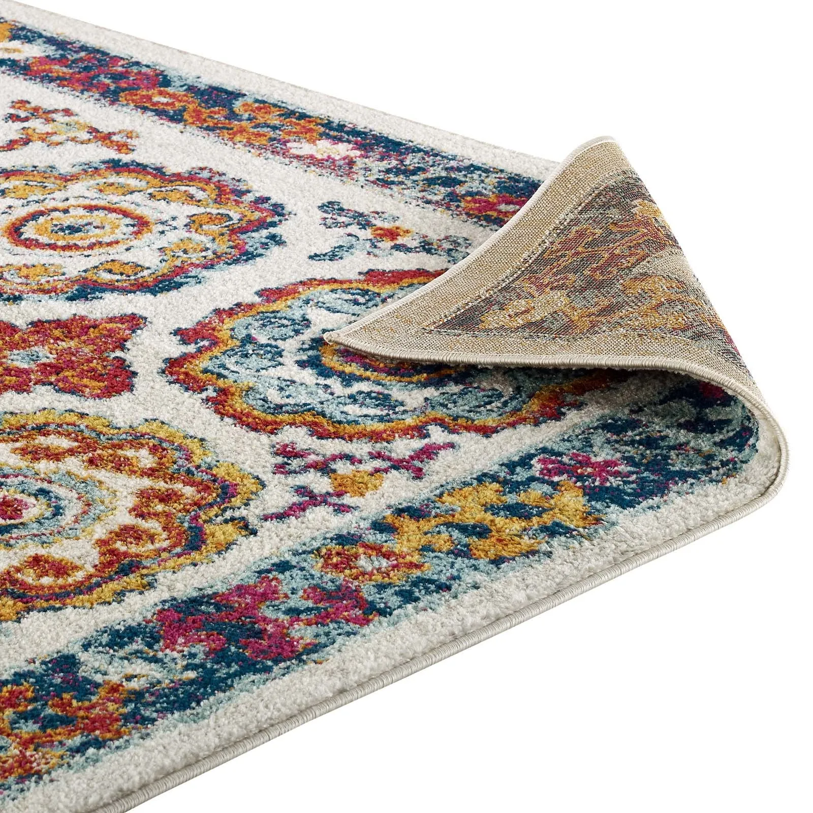 Entourage Odile Distressed Floral Moroccan Trellis Area Rug