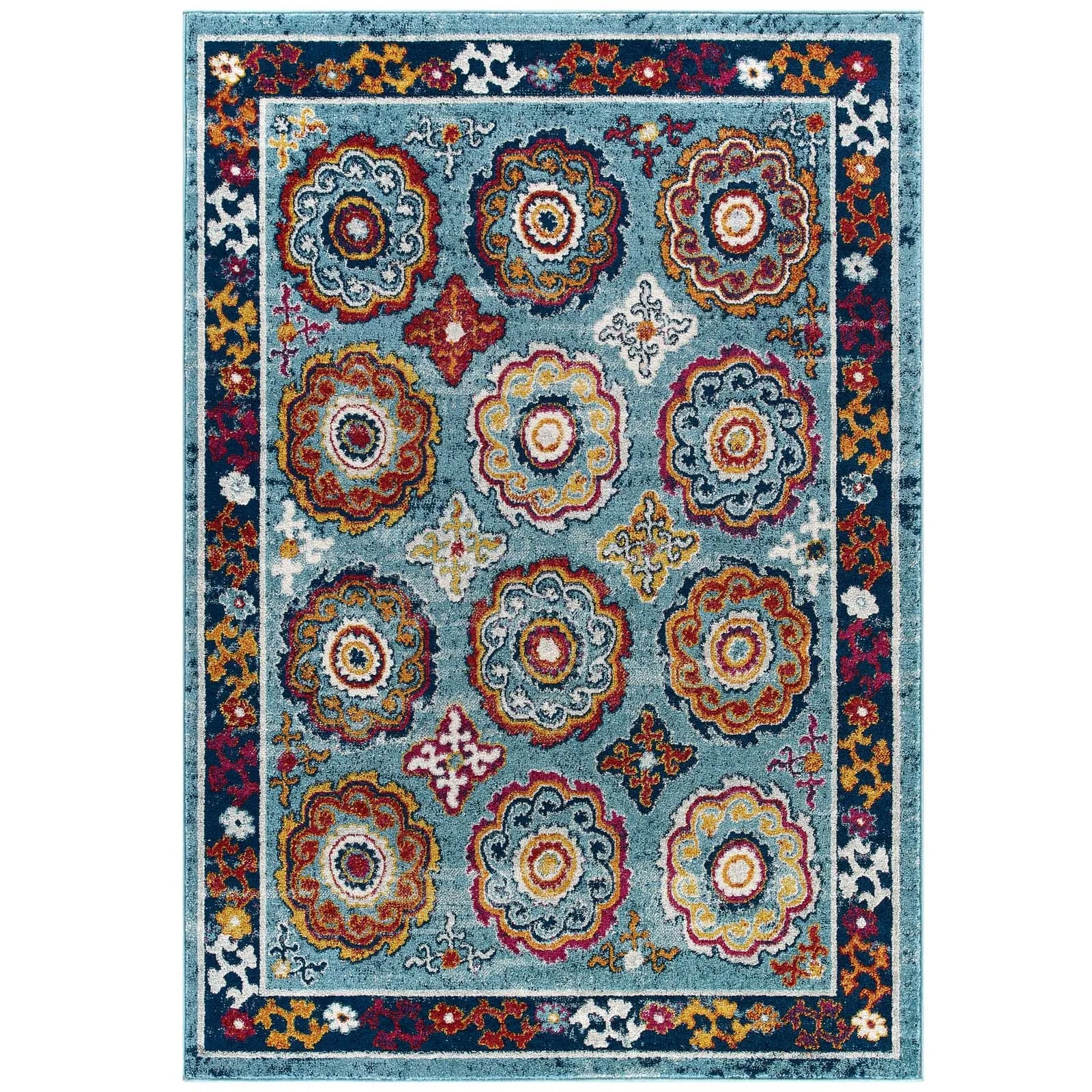 Entourage Odile Distressed Floral Moroccan Trellis Area Rug