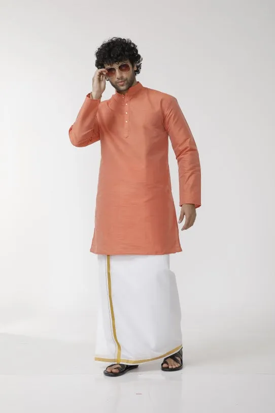 Ethnix - Orange Long Kurta for Men | Uathayam