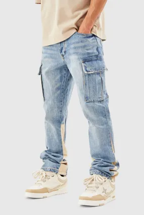 GENERAL DENIM CARGO FLARE JEAN - BLUE