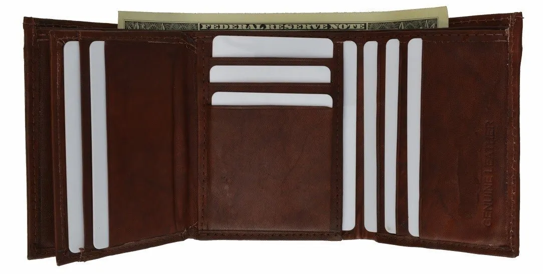 Genuine Leather Tri-fold Casual Men's Wallet