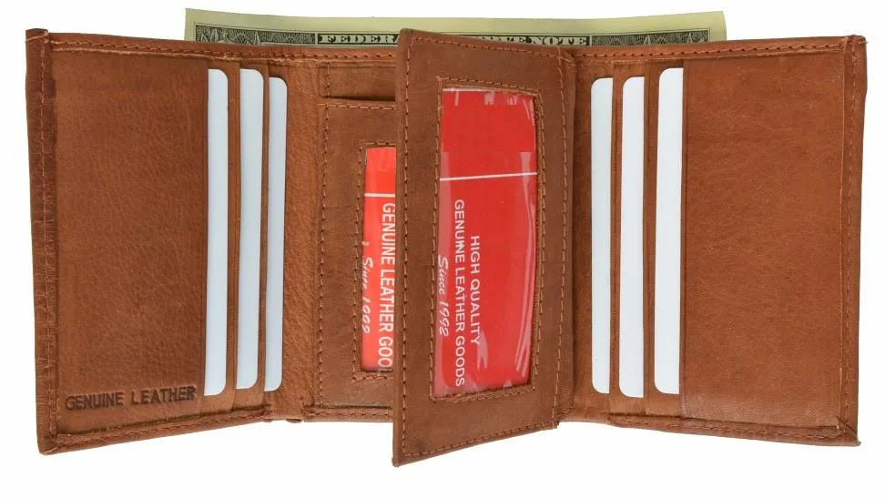 Genuine Leather Tri-fold Casual Men's Wallet