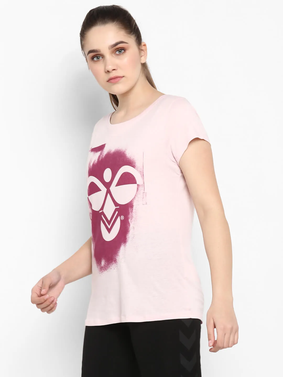 Hazel Women Cotton Pink T-Shirt