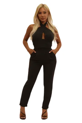 High Waist Knit Crepe Front Pleat Pull On Ankle Pants With Rolled Hem - Black