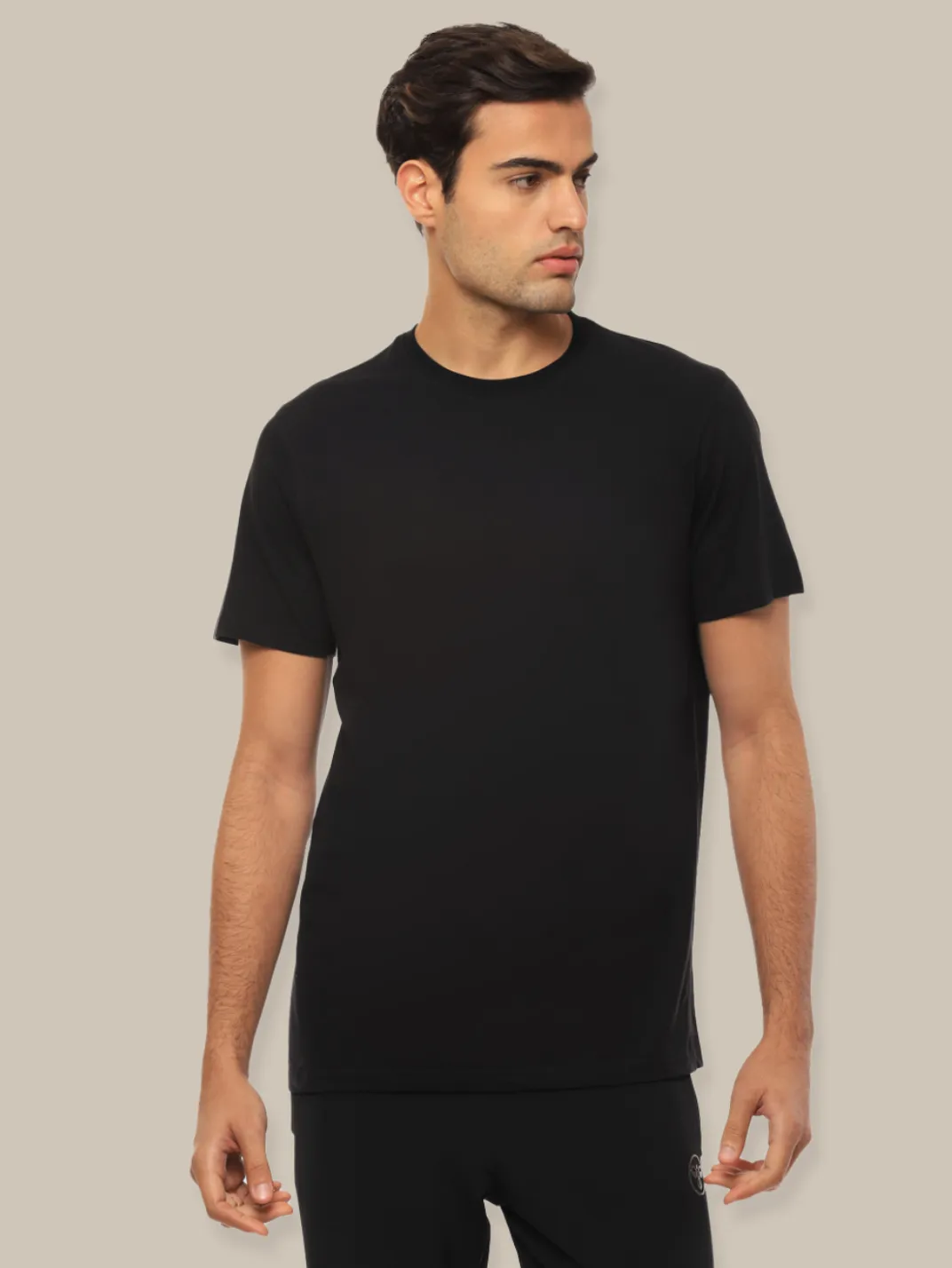 Hummel Men Black B2B Round Neck Cotton