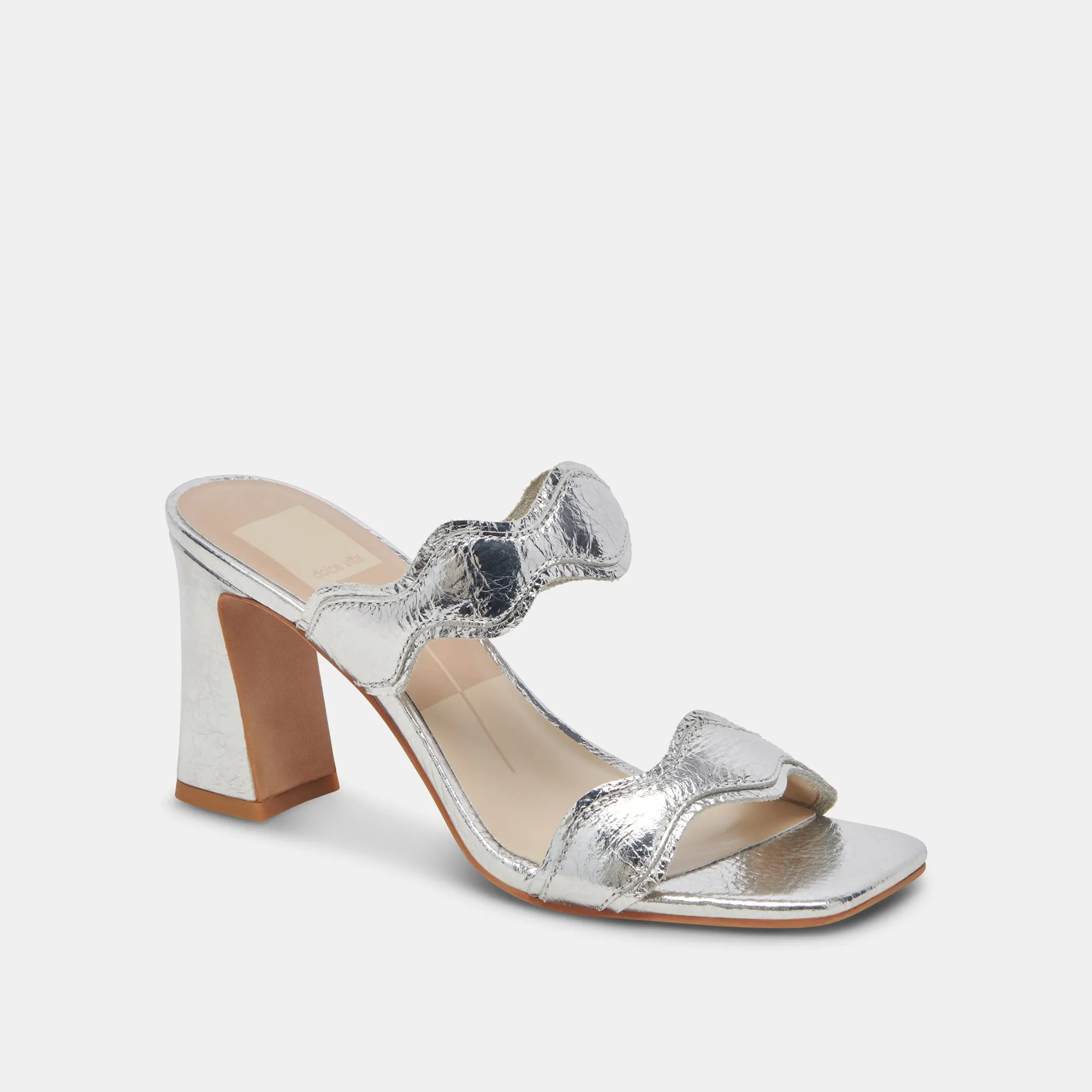 ILVA HEELS SILVER DISTRESSED LEATHER