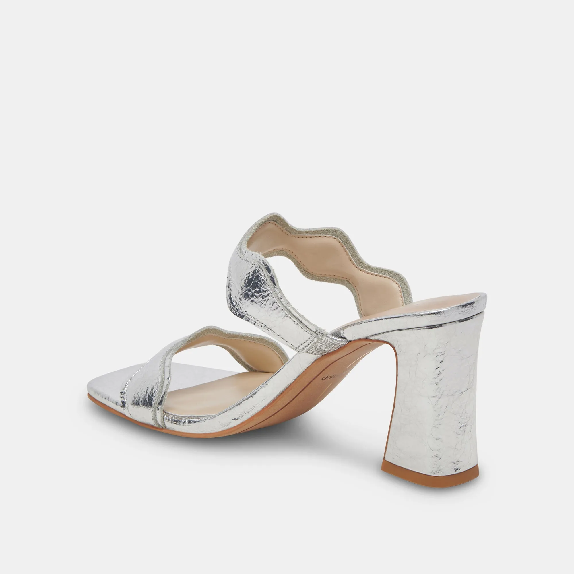 ILVA WIDE HEELS SILVER DISTRESSED LEATHER