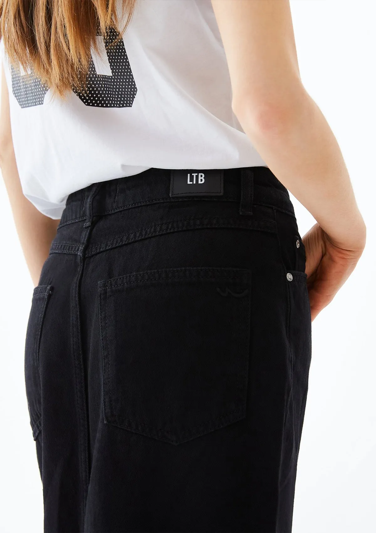 Irene Black Slit Midi Jean Skirt