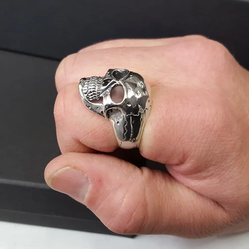 Large Skull Ring For Men, Sterling Silver