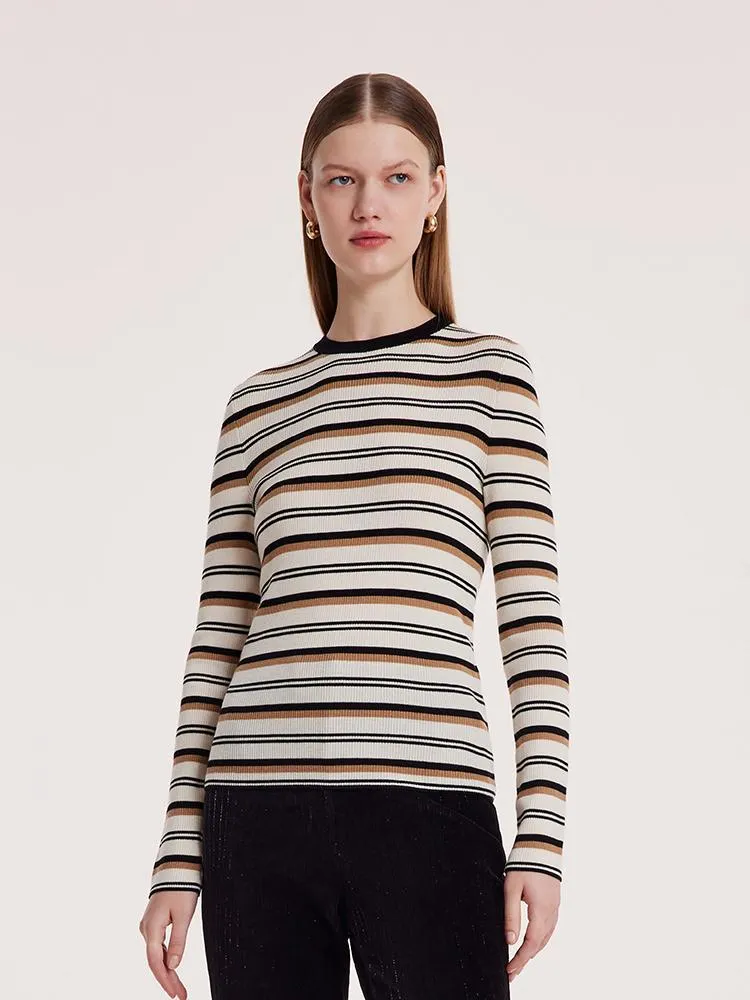 Machine Washable Wool Striped Women Sweater