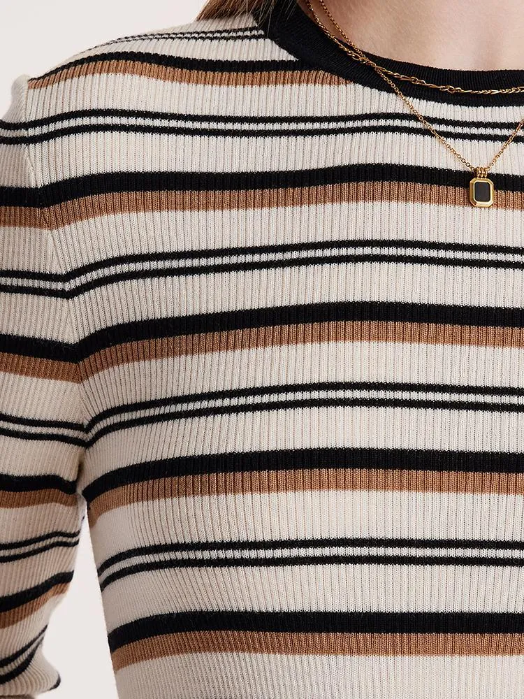 Machine Washable Wool Striped Women Sweater