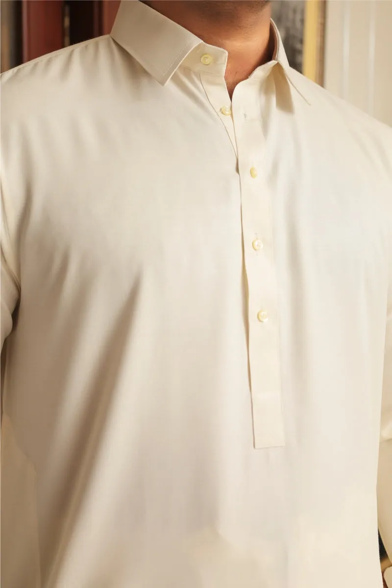 Men Wash n Wear Kameez Shalwar Cream