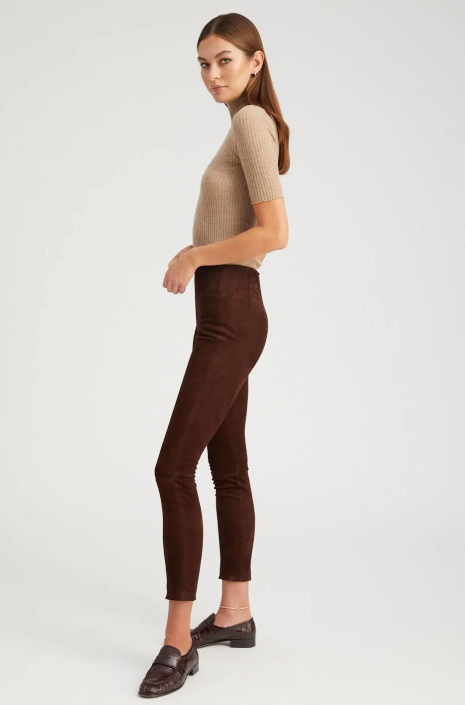 Mocha Suede Ankle Leggings