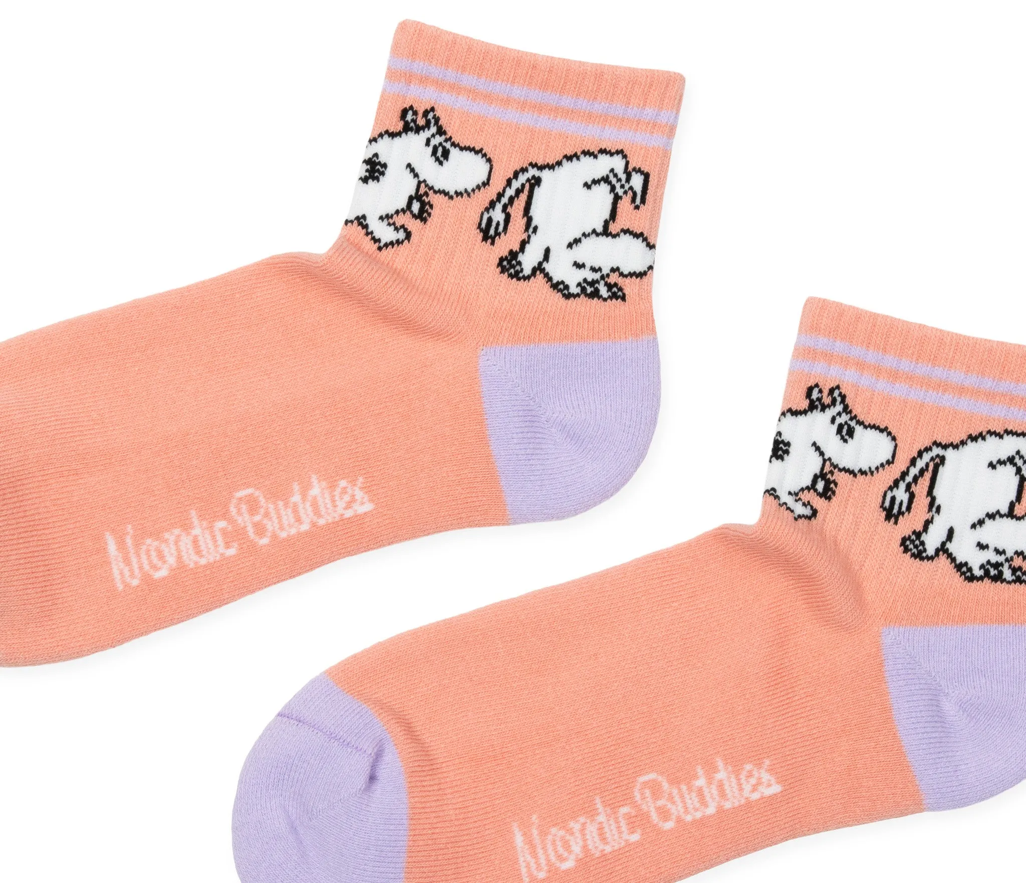 Moomintroll Retro Ladies Ankle Socks - Pastel Peach and Lilac