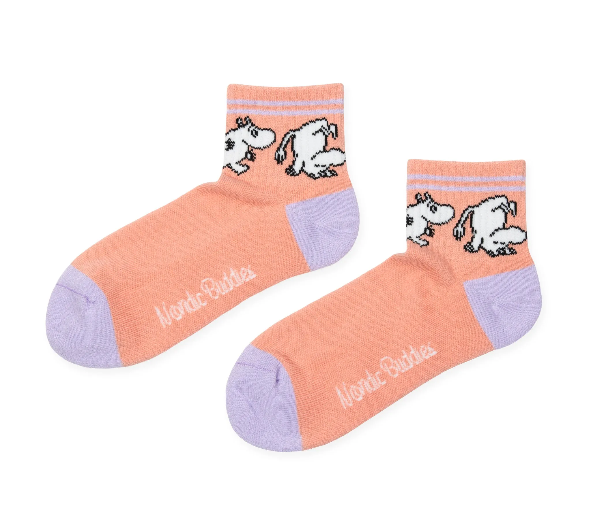 Moomintroll Retro Ladies Ankle Socks - Pastel Peach and Lilac