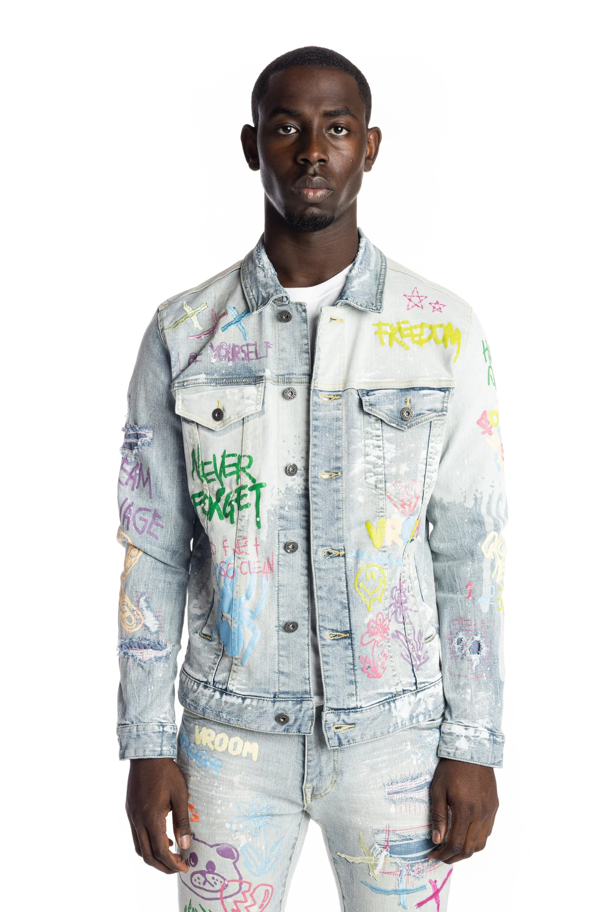 Multi Color Fashion Jean Jacket - Montauk Blue