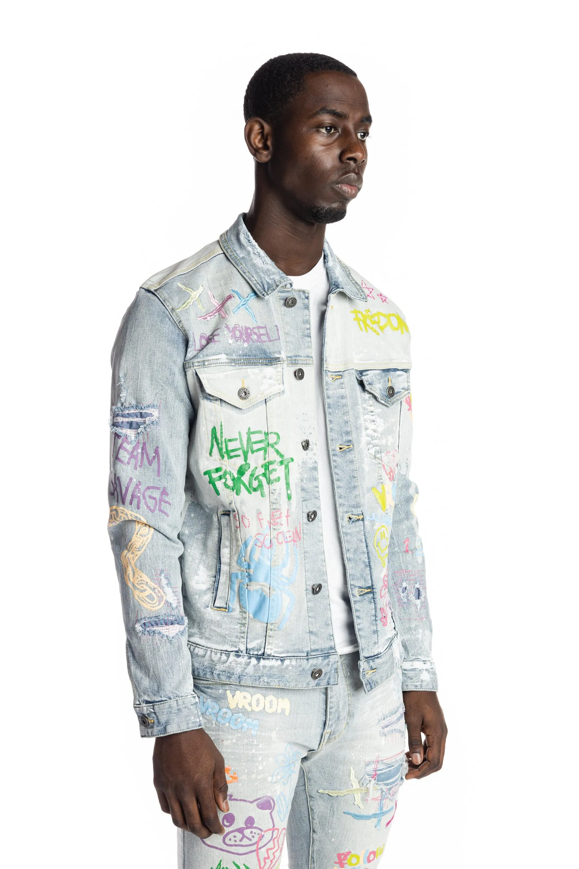 Multi Color Fashion Jean Jacket - Montauk Blue