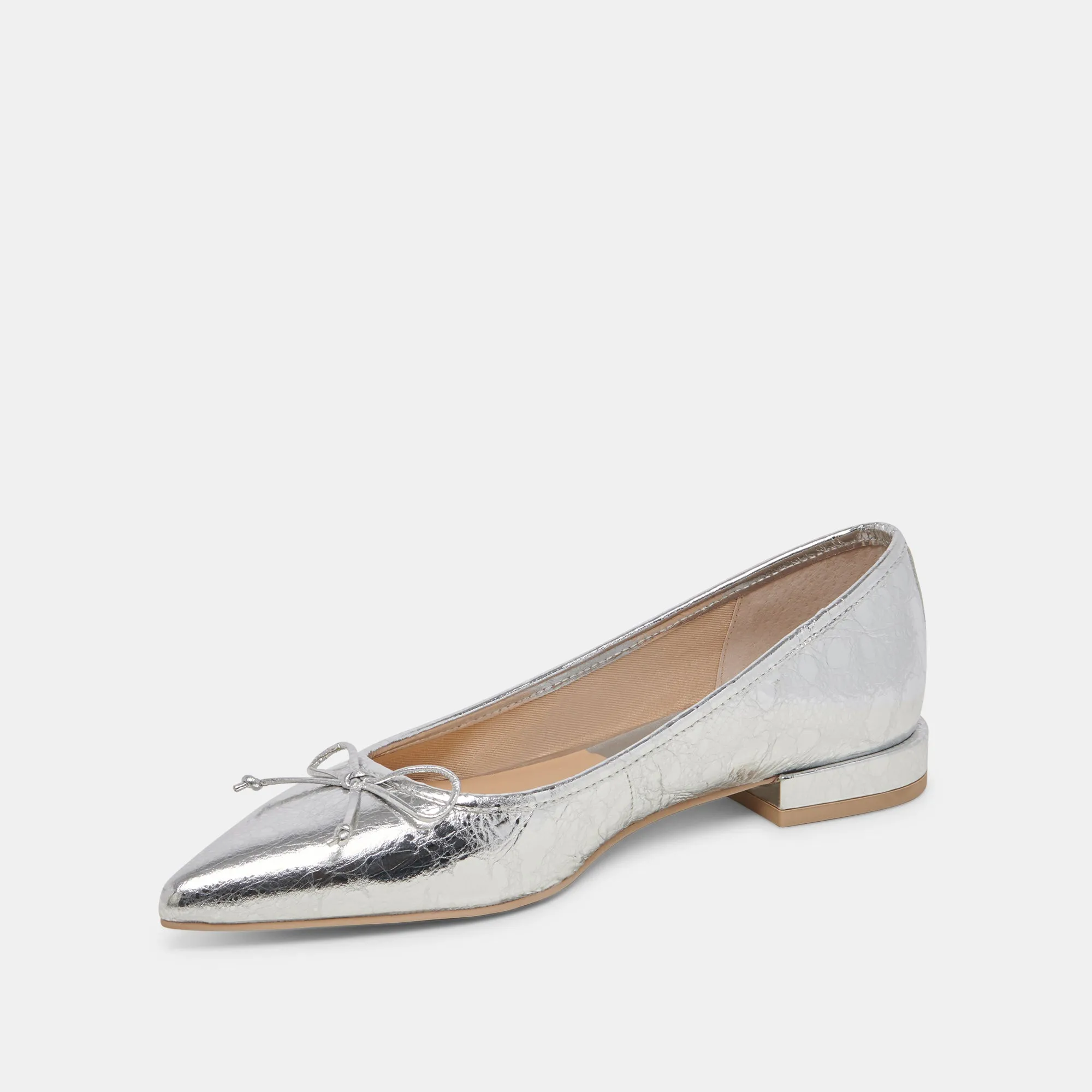 PALANI BALLET FLATS SILVER DISTRESSED LEATHER