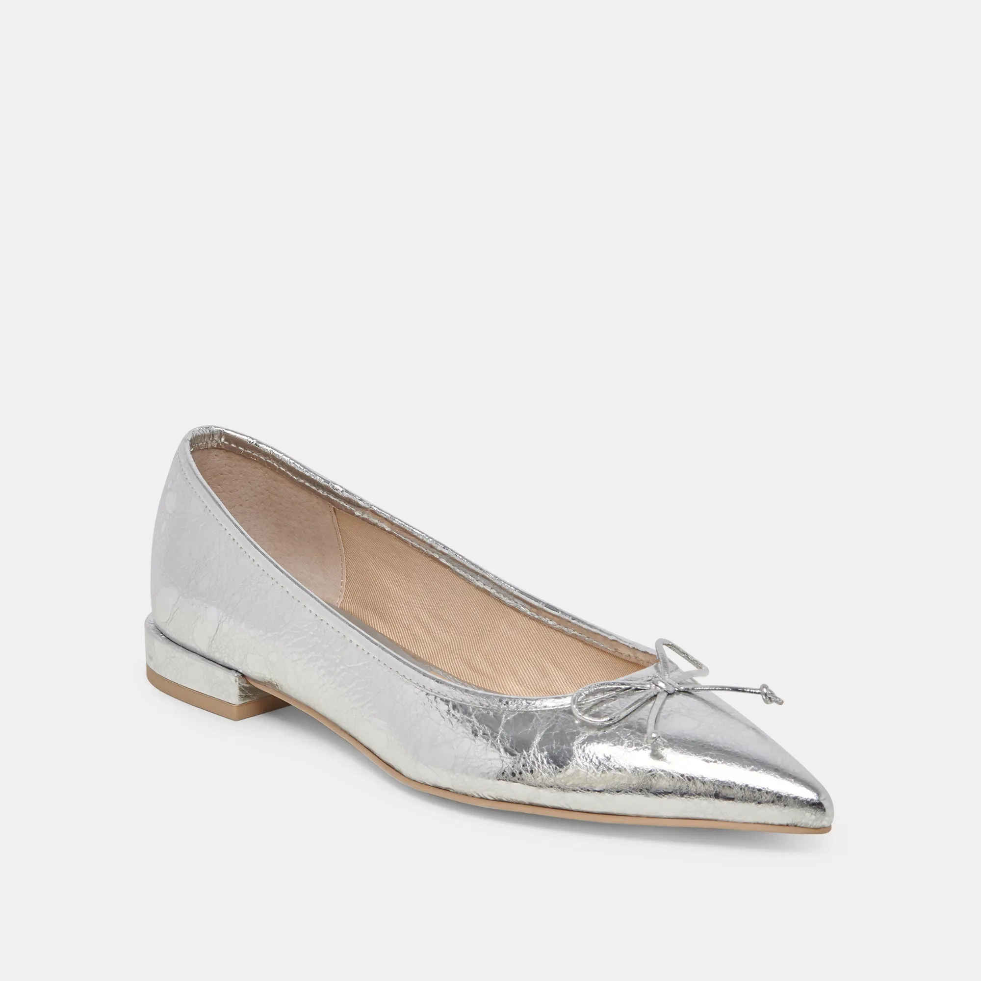 PALANI BALLET FLATS SILVER DISTRESSED LEATHER