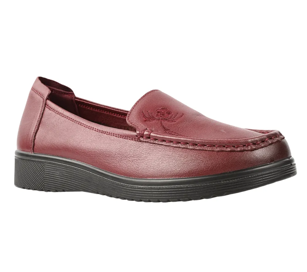 Pantofi casual, femei, FORMAZIONE, 230523 bordo, piele naturala