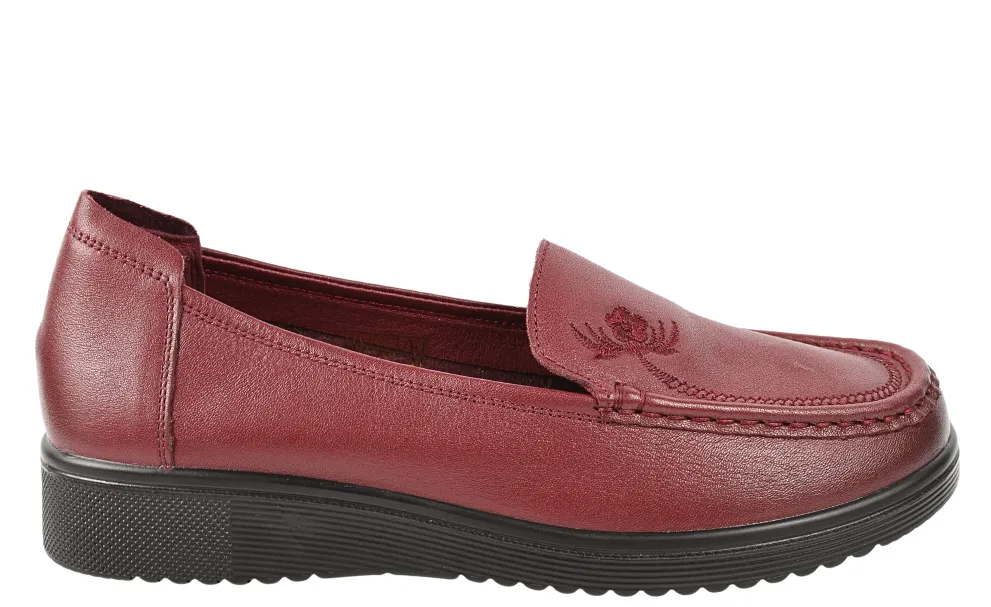 Pantofi casual, femei, FORMAZIONE, 230523 bordo, piele naturala