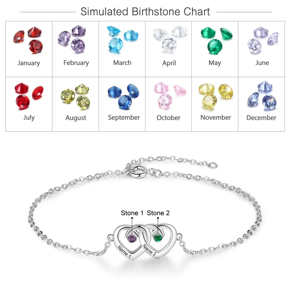 Personalized Double Heart-Shaped Bracelet For Women