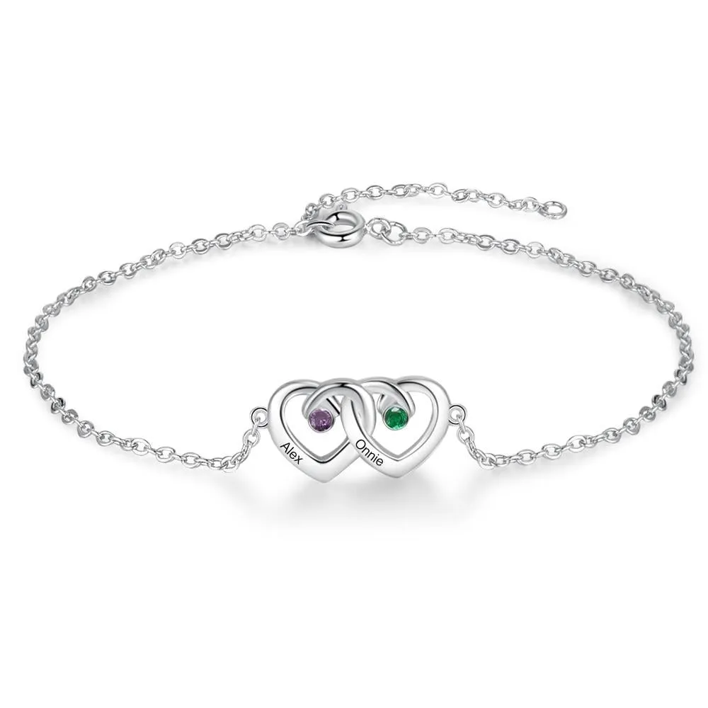 Personalized Double Heart-Shaped Bracelet For Women