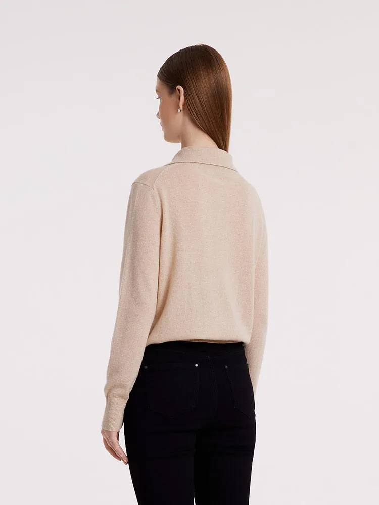 Pure Cashmere Polo Neck Women Sweater