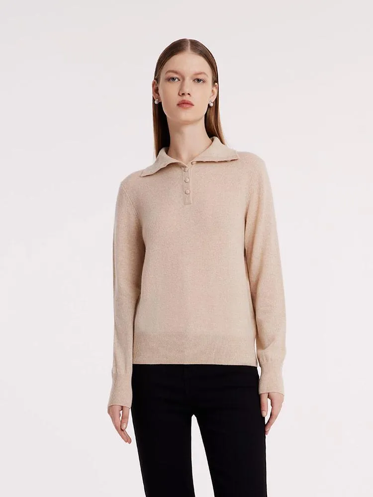 Pure Cashmere Polo Neck Women Sweater