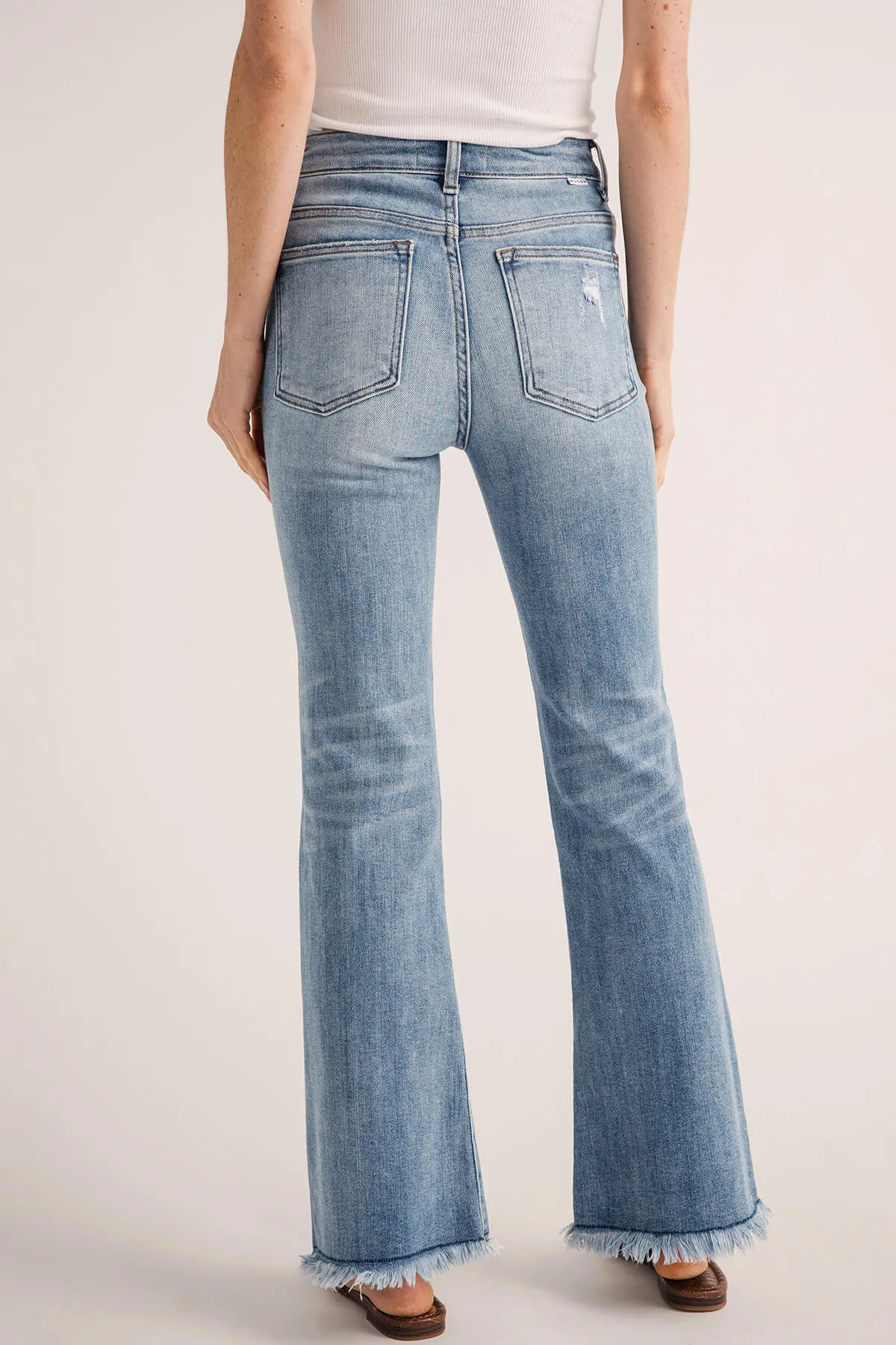 Risen Laine High Rise Ankle Kick Flare Frayed Hem Jeans