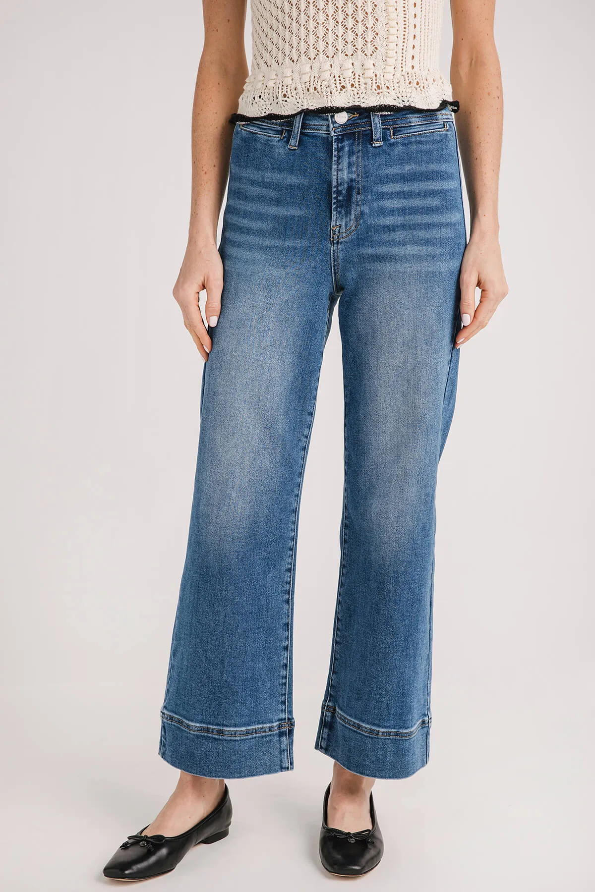 Risen Waverly Wide Hem Ankle Jeans