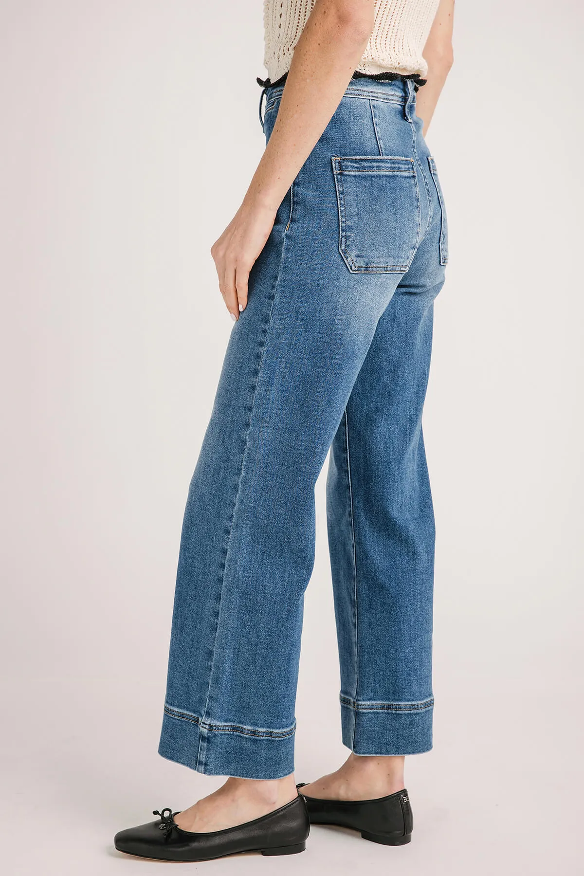 Risen Waverly Wide Hem Ankle Jeans