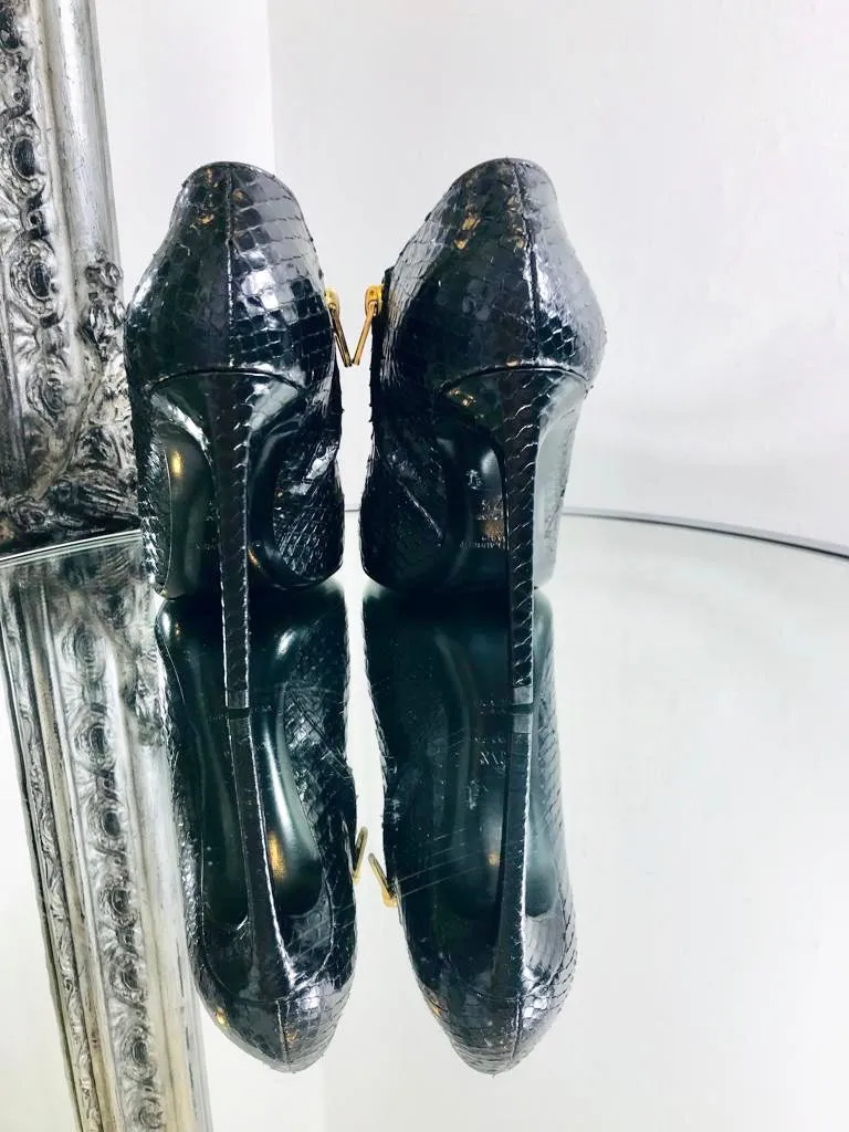 Saint Laurent Python Ankle Booties. Size 37.5