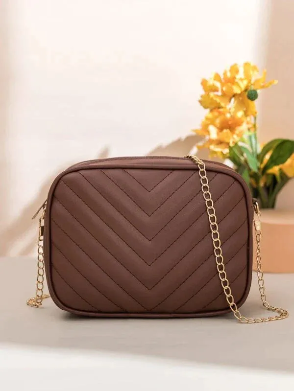 Shein Inspired - Chevron Crossbody Bag ~ Dark Brown